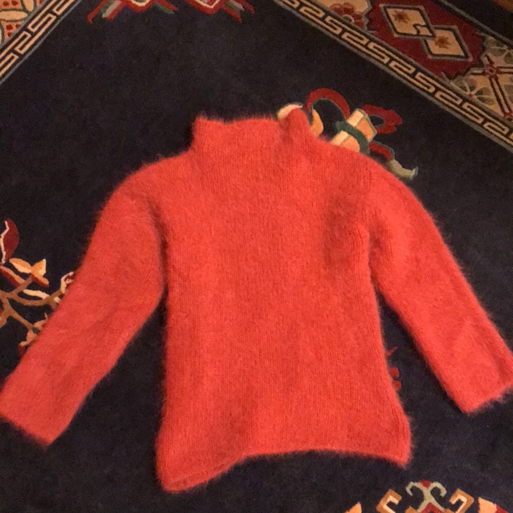 Cashmere sweater. Wool, nylon, and rabbit hair.